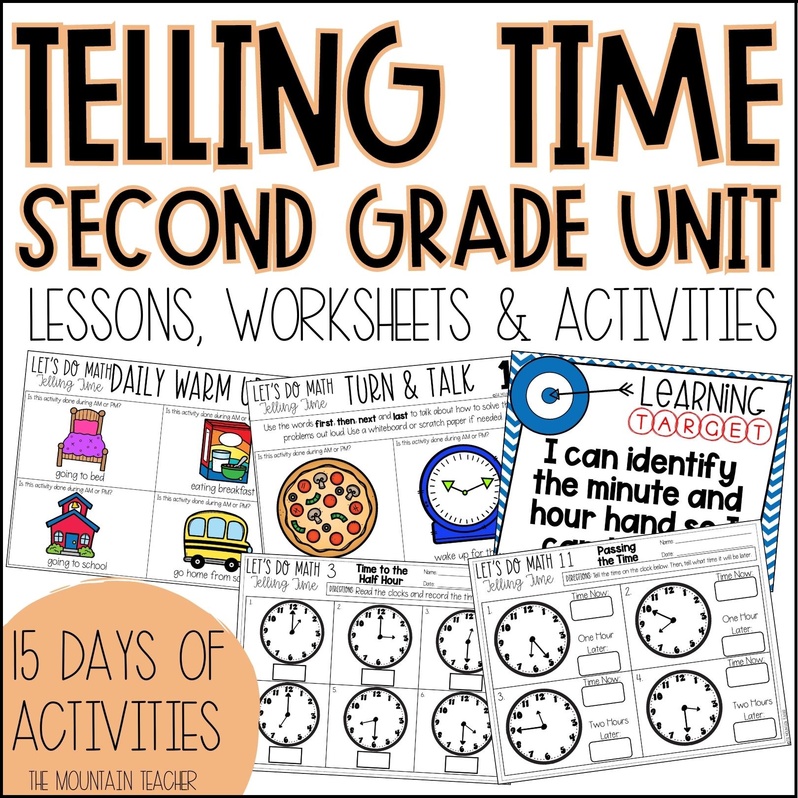 Telling Time Worksheets 2nd Grade Math Unit For Time To 5 Minutes 