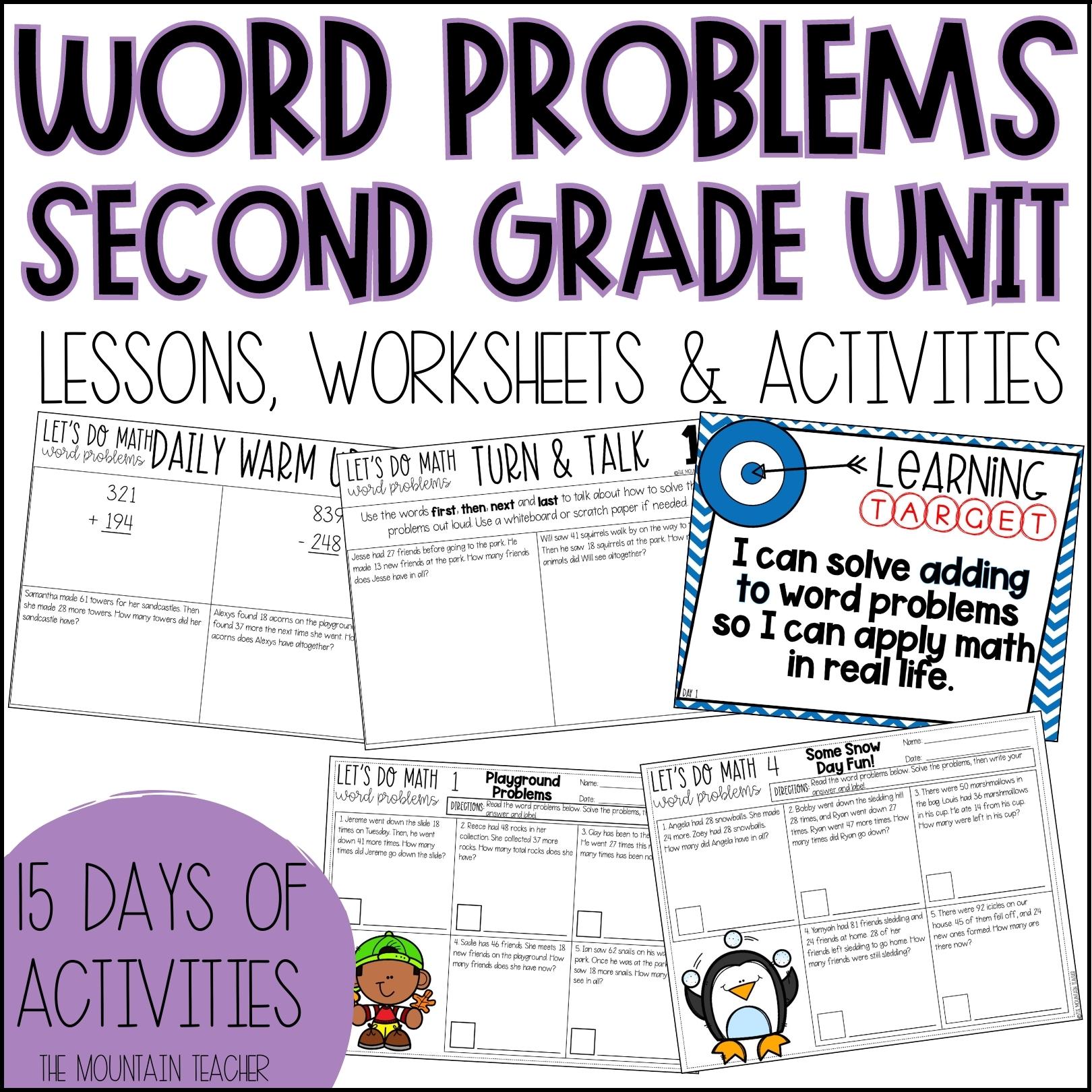 2 Digit Addition And Subtraction Word Problems Worksheets 2nd Grade 