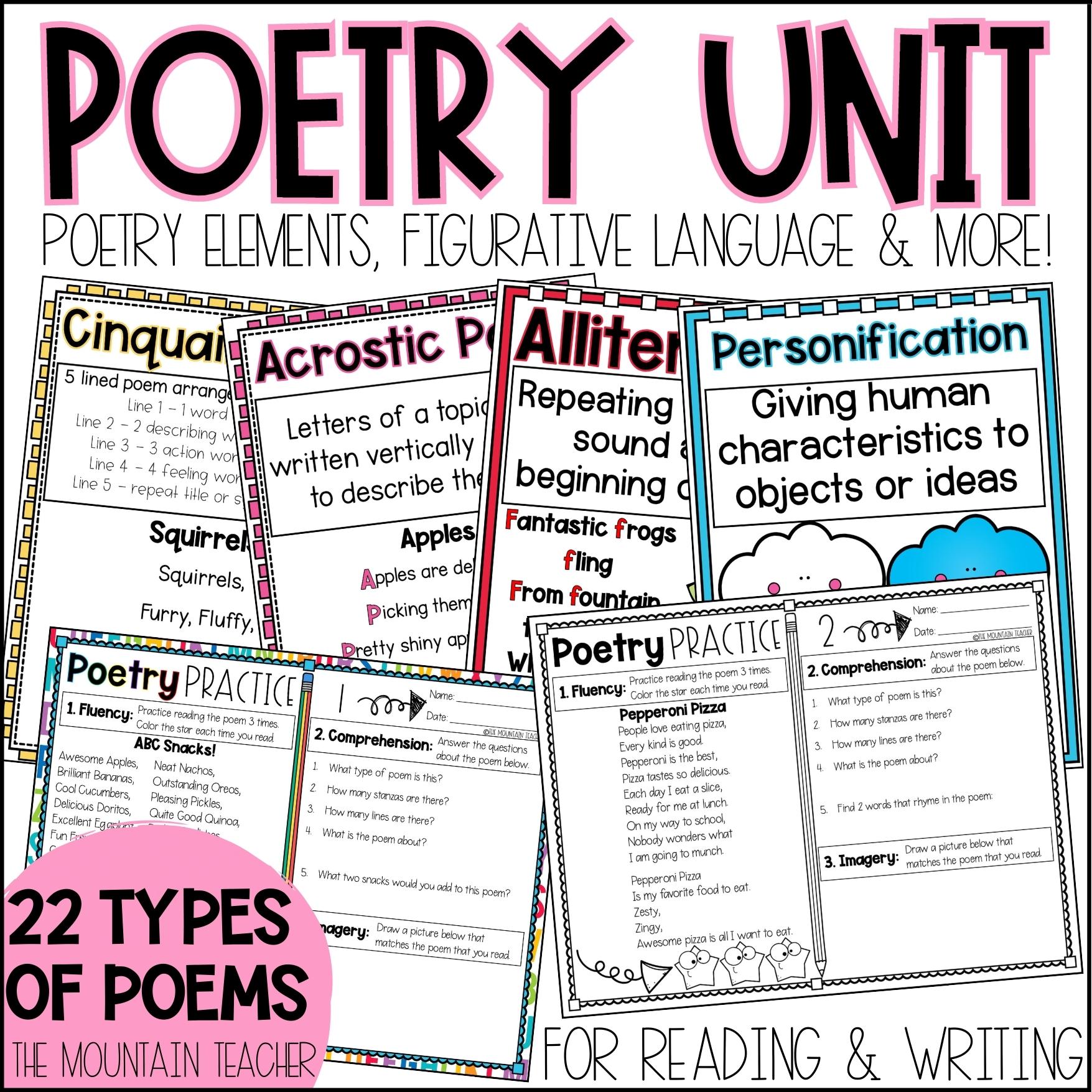 Elements Of Poetry Unit Poem Writing With Figurative Language Anchor 