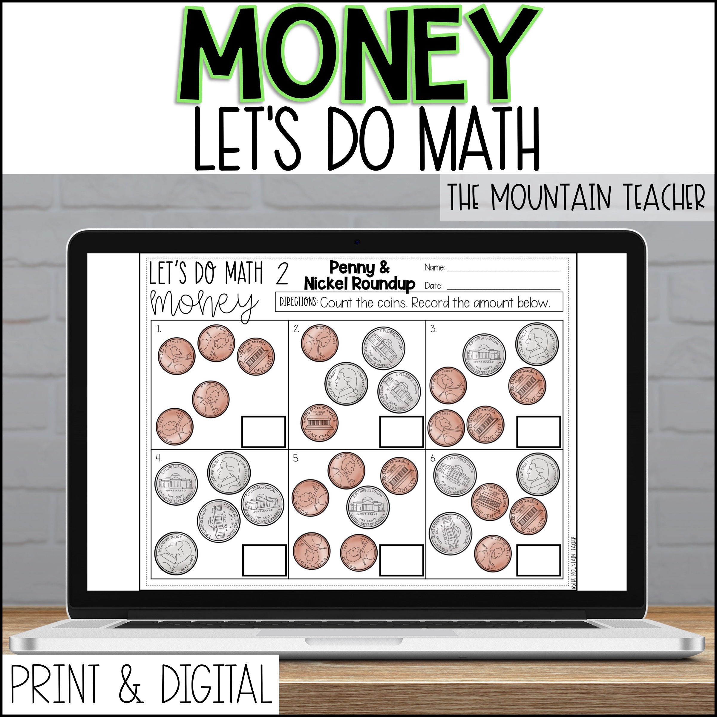 DIGITAL Teaching Money Worksheets Assessments Warm Ups 2nd Grade By The Mountain Teacher