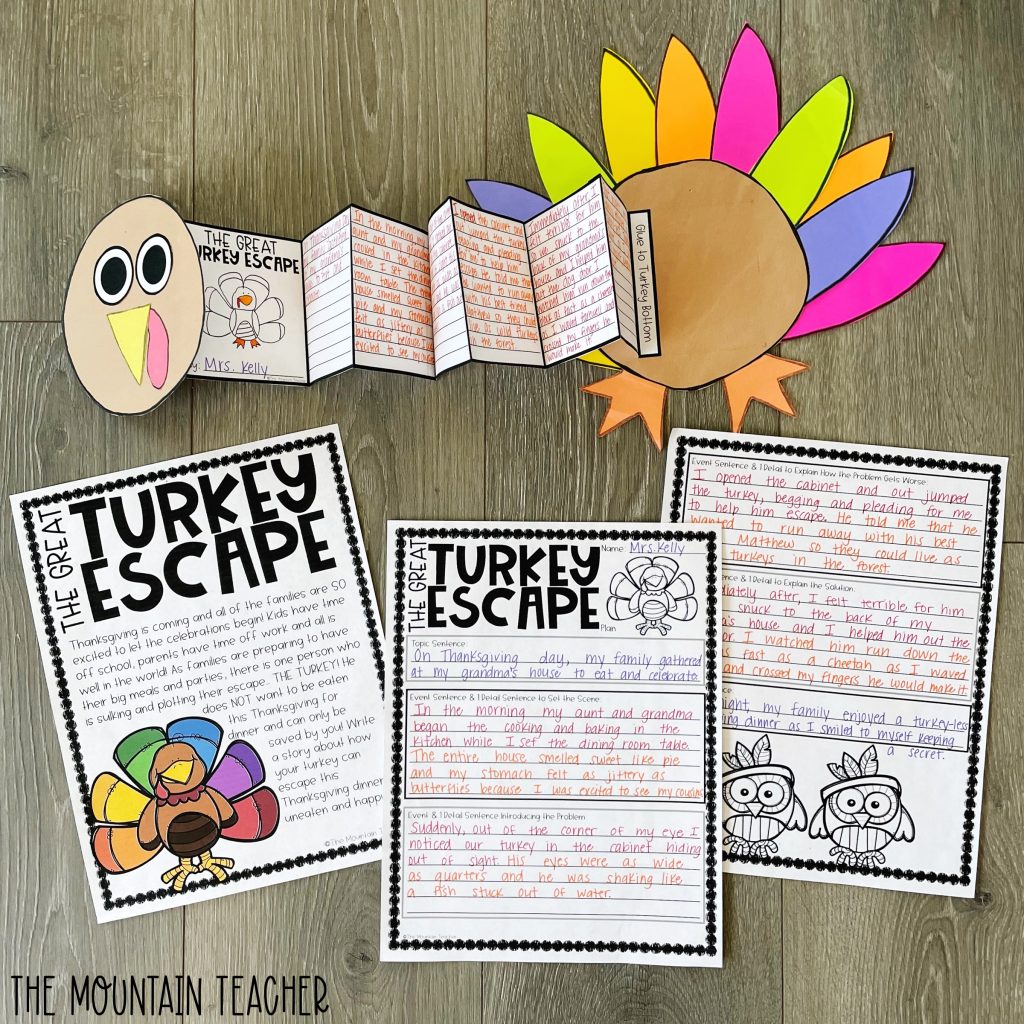narrative writing activity round up - the great turkey escape craft and project