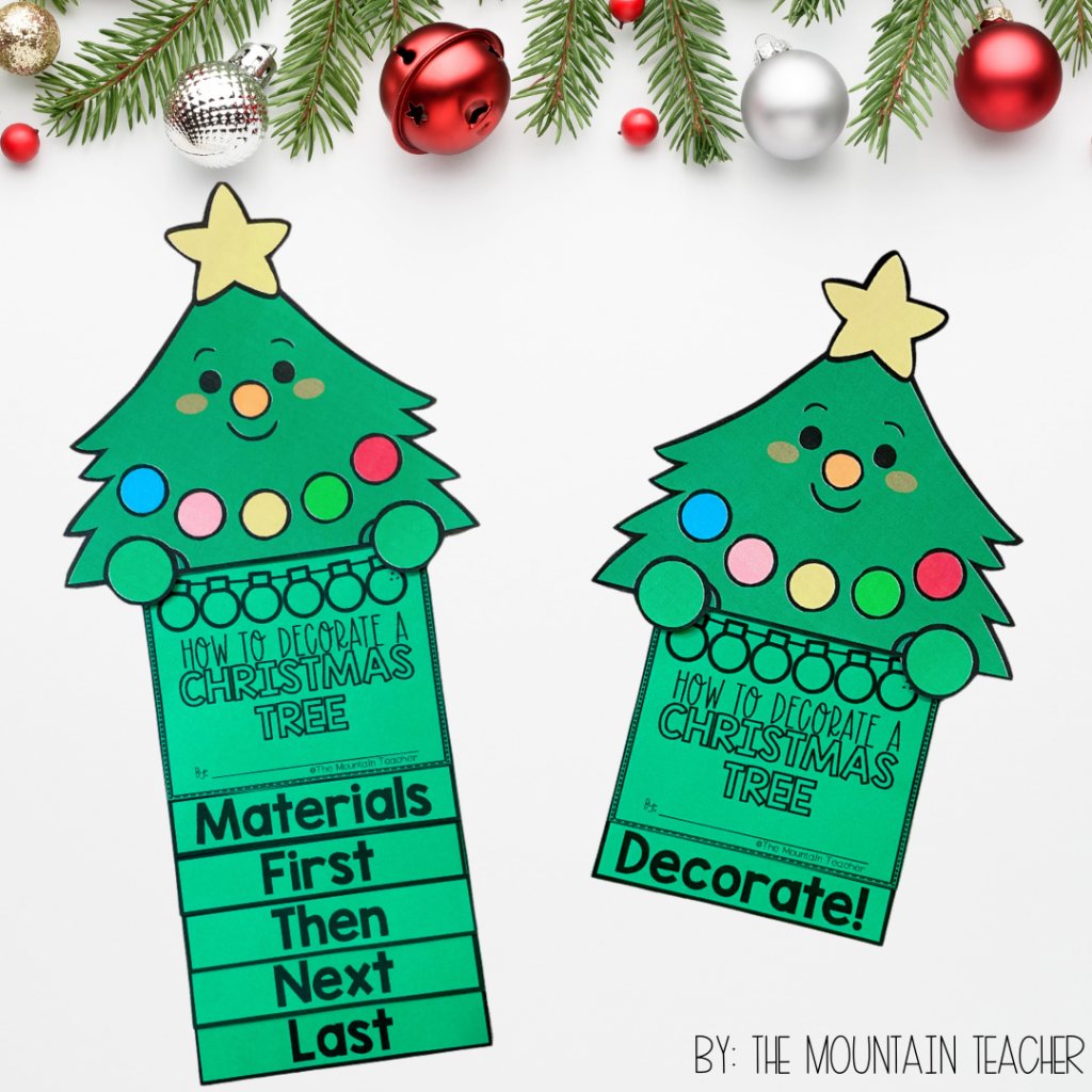 Surprise Students with the Best Holiday and Christmas Writing Prompts | how to decorate a christmas tree procedural writing and flip book