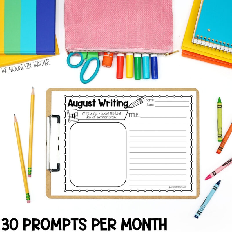 300 Daily Writing Prompts for a No Prep Printable and Digital Year Long Journal - 30 prompts per month