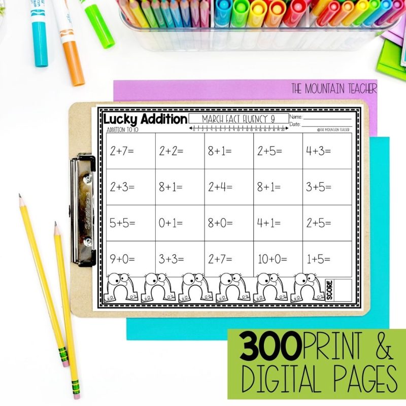 Addition and Subtraction Within 10 Worksheets YEAR LONG Daily Math Fact Fluency - daily printable black and white sheets to create a workbook for morning work or fact practice
