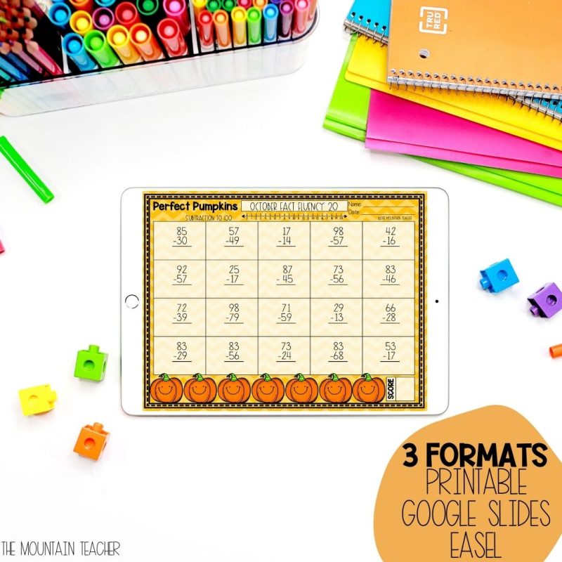 2 Digit Addition and Subtraction with Regrouping Worksheets YEAR BUNDLE - color or black and white printable pdf to make workbooks for morning work or daily fact fluency practice