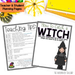 Printable Halloween Writing Activities for Kindergarten, 1st, 2nd or 3rd graders teaching tips and planning pages