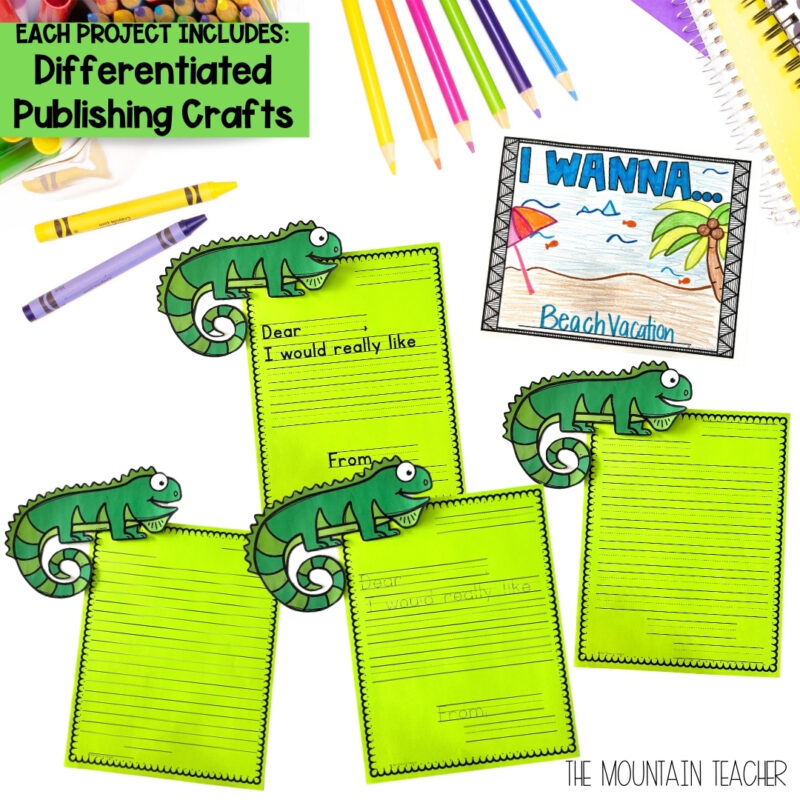Year Long Writing Curriculum and Crafts for Narrative, Informative and Opinion Differentiated Publishing Crafts for kindergarten, 1st, 2nd or 3rd grade