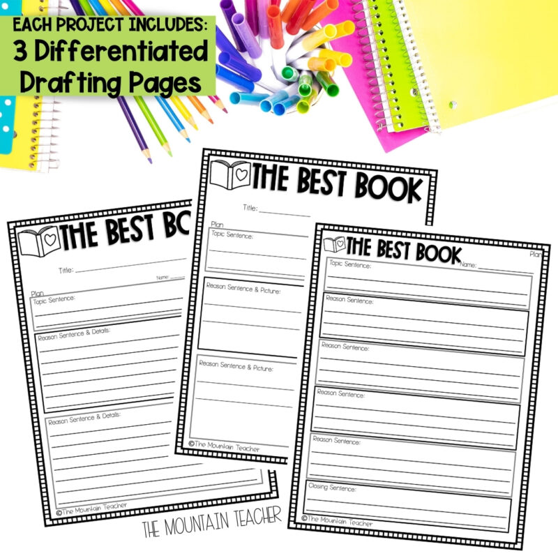 Year Long Writing Curriculum and Crafts for Narrative, Informative and Opinion Differentiated Writing Templates for kindergarten, 1st, 2nd or 3rd grade