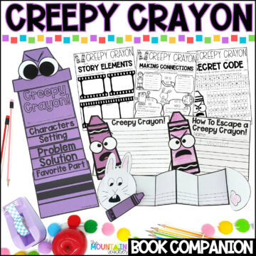 Creepy Crayon Crafts and Book Companion for Fall Reading and Writing Activities kindergarten, 1st, 2nd, 3rd, 4th grade Halloween or Easter read aloud