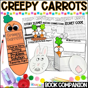 Creepy Carrots Crafts and Book Companion for Fall Reading and Writing Activities kindergarten, 1st, 2nd, 3rd, 4th grade Halloween or Easter read aloud