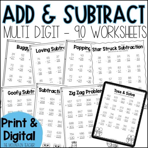 2-and-3-digit-addition-and-subtraction-worksheets-bundle-the-mountain-teacher