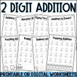 2 and 3 Digit Addition and Subtraction Worksheets BUNDLE - Help your students master two digit and 3 digit addition and subtraction with and without regrouping by using these 90 2 digit and three digit adding and subtracting worksheets. Multi-digit addition math fact worksheets make great for warm ups, reviews, homework, classwork, independent work, etc.