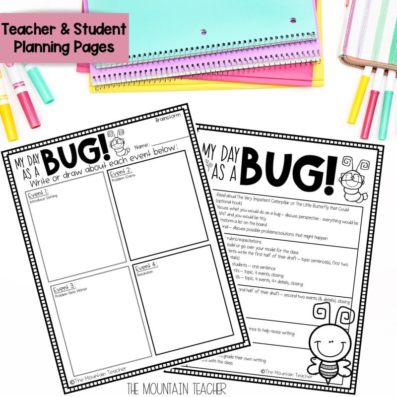 My Day as a Bug Spring Writing Prompt and April Bugs Life Bulletin Board - Writing Templates, Graphic Organizer and Spring Bugs Crafts