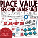 2nd Grade Place Value Unit and Worksheets for Hundreds Tens and Ones - Get students working with hundreds, tens and ones fluently with this NO PREP 2nd grade place value unit. Students will practice counting and drawing hundreds, tens and ones, understanding the value of 3 digit numbers, expanded form, skip counting 5s, 10s, 100s and 1s, comparing 3 digit numbers and working with odd and even numbers through these sequential place value worksheets and activities. This 3 week place value unit includes 15 days of lesson plans, anchor charts, warm ups, turn and talks, worksheets, activities, and assessments.