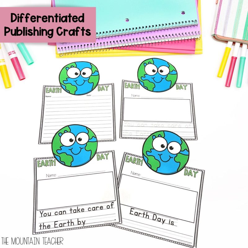 All About Earth Day Craft and April Writing Prompt for Earth Day Bulletin Board - Graphic Organizers, Writing Templates and Easy Print and Go Craft