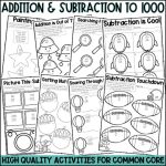 2 Digit and 3 Digit Addition and Subtraction Worksheets and Activities for 2nd or 3rd Grade with and without regrouping