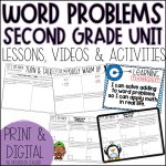 2 Digit Addition and Subtraction Word Problems Worksheets 2nd Grade Math Unit - Get students completing 2 digit addition and subtraction word problems fluently with this NO PREP 2nd grade word problem unit. Students will practice adding to, taking from, put together, take apart, two-step, unknown addend, missing information and comparison word problems through these sequential worksheets and activities. This 3 week word problem unit includes 15 days of lesson plans, anchor charts, warm ups, turn and talks, worksheets, activities, and assessments.