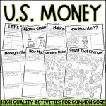 Us Money Worksheets and Activities for 1st, 2nd or 3rd Grade including Counting Coins and Two Step Money Word Problems