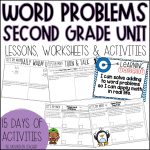 2 Digit Addition and Subtraction Word Problems Worksheets 2nd Grade Math Unit - Get students completing 2 digit addition and subtraction word problems fluently with this NO PREP 2nd grade word problem unit. Students will practice adding to, taking from, put together, take apart, two-step, unknown addend, missing information and comparison word problems through these sequential worksheets and activities. This 3 week word problem unit includes 15 days of lesson plans, anchor charts, warm ups, turn and talks, worksheets, activities, and assessments.