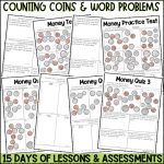 Us Money Worksheets and Activities for 1st, 2nd or 3rd Grade including Counting Coins and Two Step Money Word Problems