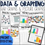 Graphing Worksheets and Activities for 1st, 2nd or 3rd Grade including bar graphs, picture graphs or pictographs, charts, tally charts, word problems and more
