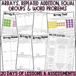 Multiplication Worksheets and Activities for 2nd or 3rd Grade including Arrays, Repeated Addition, Equal Groups and Word Problems