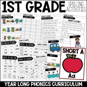 1st Grade Phonics Curriculum and Spelling Words for Science of Reading