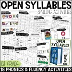 Open Syllable Worksheets, Games and Activities for 1st Grade Phonics or Spelling
