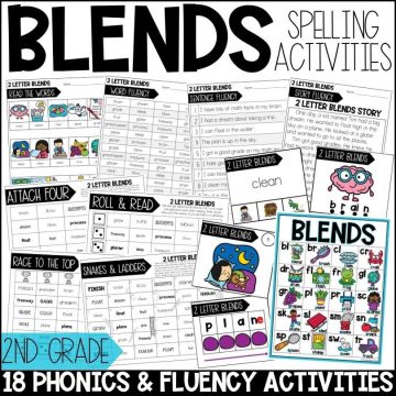 2 Letter Blends Worksheets, Activities & Games for 2nd Grade Phonics or Spelling