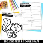 S Blends Worksheets, Games and Activities 1st Grade Phonics or Spelling Practice - Anchor Chart and Spelling List Hands on Spelling Test and Phonics Craft
