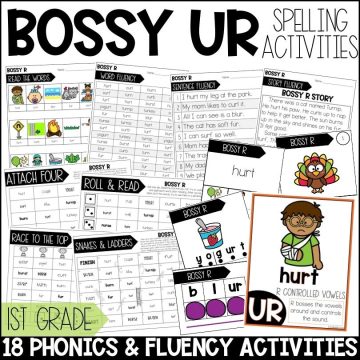 UR Bossy R Worksheets, Activities & Games 1st Grade Phonics or Spelling