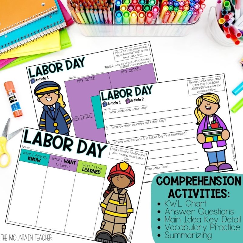 Labor Day Webquest with Reading Comprehension Activities and Writing Craft