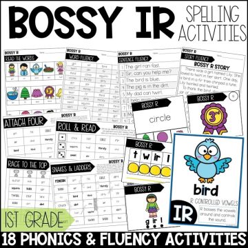 IR Bossy R Worksheets, Activities & Games 1st Grade Phonics or Spelling