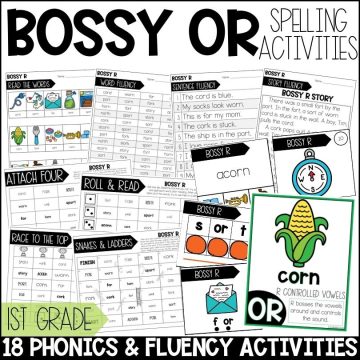 OR Bossy R Worksheets, Activities & Games 1st Grade Phonics or Spelling