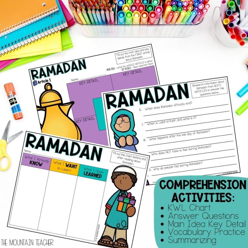 Ramadan Webquest with Reading Comprehension Activities and Writing Crafts