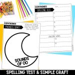 Diphthongs OO Sound Worksheets, Activities & Games 1st Grade Phonics or Spelling Spelling Test Template and Easy Printable Phonics Craft