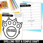 AU AW Diphthongs Word Work Worksheets & Activities 1st Grade Phonics or Spelling Spelling Test Template and Easy Printable Phonics Craft