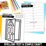 Open Syllables Worksheets, Activities & Games for 2nd Grade Phonics & Spelling Spelling Test Template and Easy Printable Phonics Craft