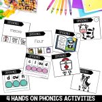 OU OW Diphthongs Word Work Worksheets & Activities 1st Grade Phonics or Spelling - Hands on Phonics Games for Blending and Segmenting Centers