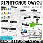 ou and ow Diphthongs Worksheets, Spelling Activities and 2nd Grade Phonics Games