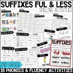 Suffixes FUL and LESS Worksheets, 2nd Grade Spelling Activities & Phonics Games