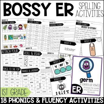ER Bossy R Worksheets, Activities & Games 1st Grade Phonics or Spelling