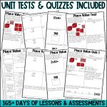 YEAR of 3rd Grade Math Worksheets and Lessons BUNDLE in Print and Digital - unit tests, weekly quizzes, benchmark assessments and teaching guides included
